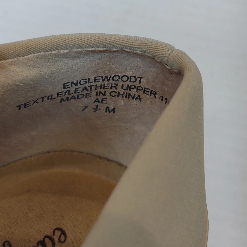 Easy Spirit Englewoodt Slip On Tan Leather/ Soft Microfiber Loafer Wedges